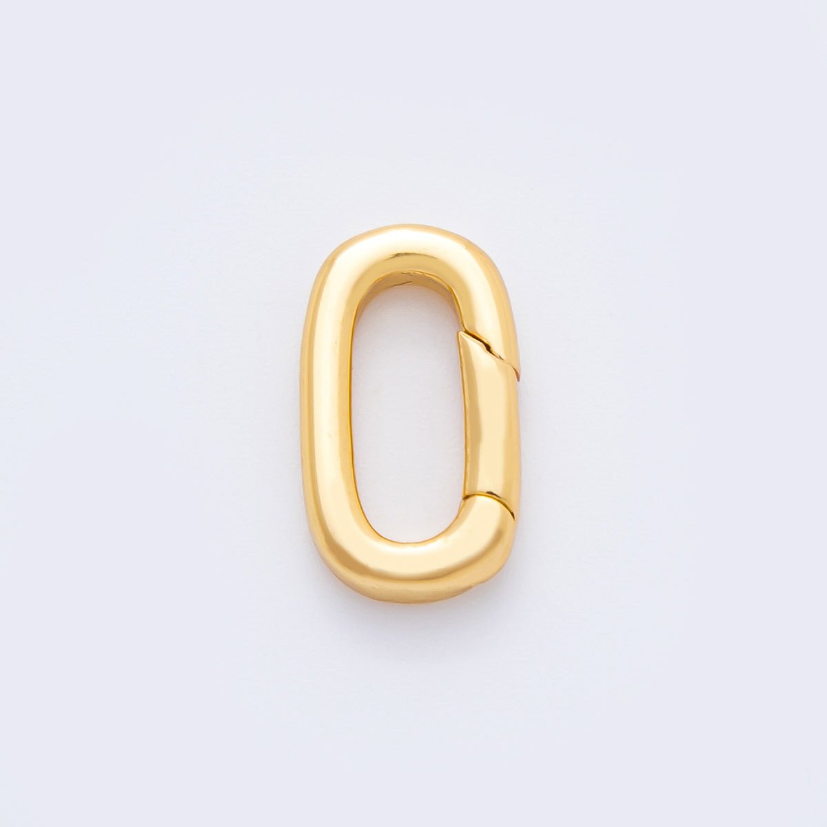18K Gold Filled 14mm Minimalist Polished Oval Push Gate Clasp Charm Finding | Z1409 - DLUXCA
