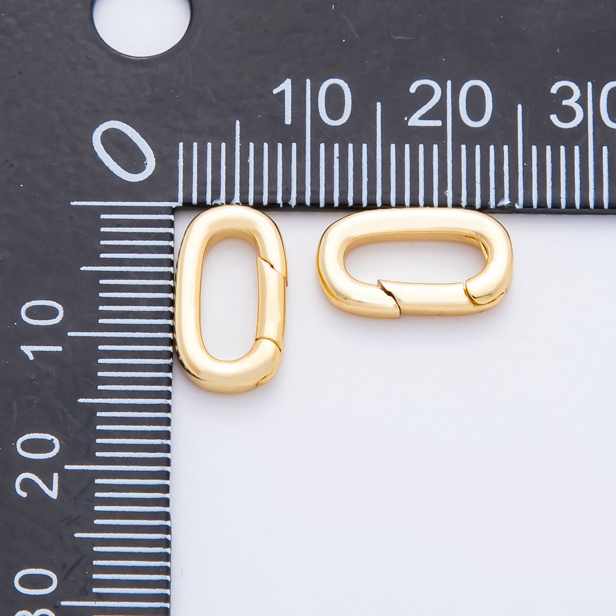 18K Gold Filled 14mm Minimalist Polished Oval Push Gate Clasp Charm Finding | Z1409 - DLUXCA