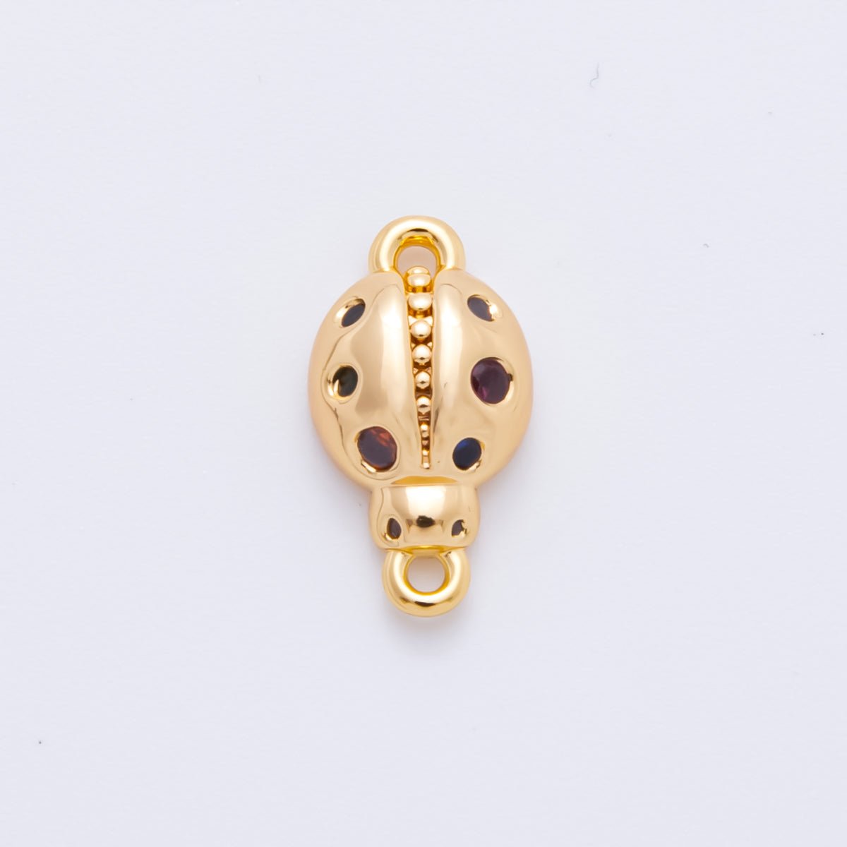 18K Gold Filled 14mm Multicolor Round CZ Lady Bug Charm Connector | Y - 049 - DLUXCA