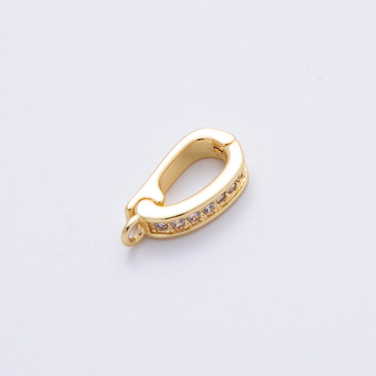 18K Gold Filled 14mm Push Gate Oval CZ Minimalist Finding in Gold & Silver | Findings - 400000 - DLUXCA