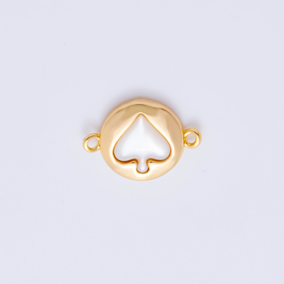 18K Gold Filled 14mm Shell Pearl Spade Poker Card Charm Connector | Y - 048 - DLUXCA