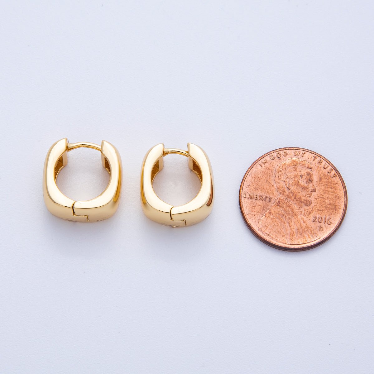 18K Gold Filled 14mm Wide Hammered Huggie Earrings | Earrings - 00042 - DLUXCA