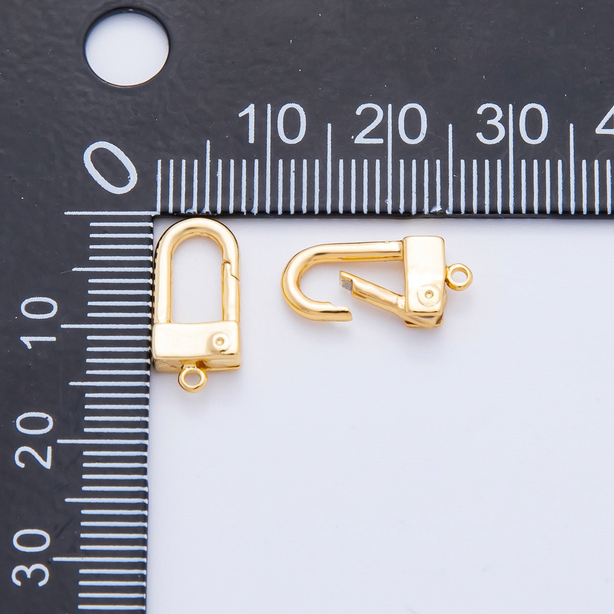 18K Gold Filled 15.5mm Dainty Padlock Push Gate Clasp Finding | Z - A1359 - DLUXCA