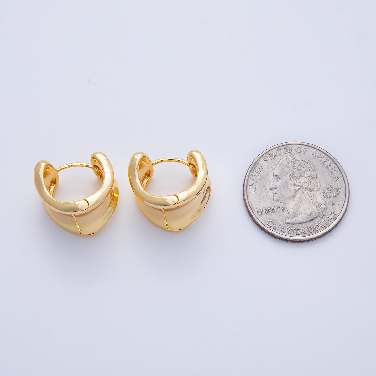 18K Gold Filled 15.5mm Wide Molten Curved Geometric Huggie Earrings | Earrings - 00039 - DLUXCA
