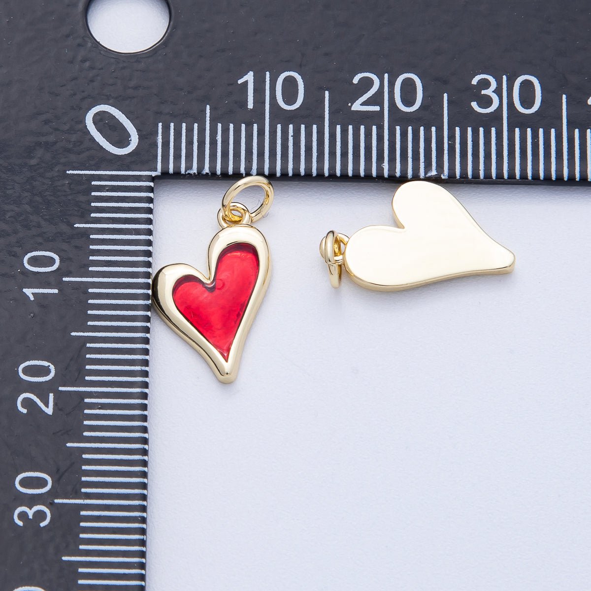 18K Gold Filled 15.8mm Red Bezel Heart Charm | AK117 - DLUXCA