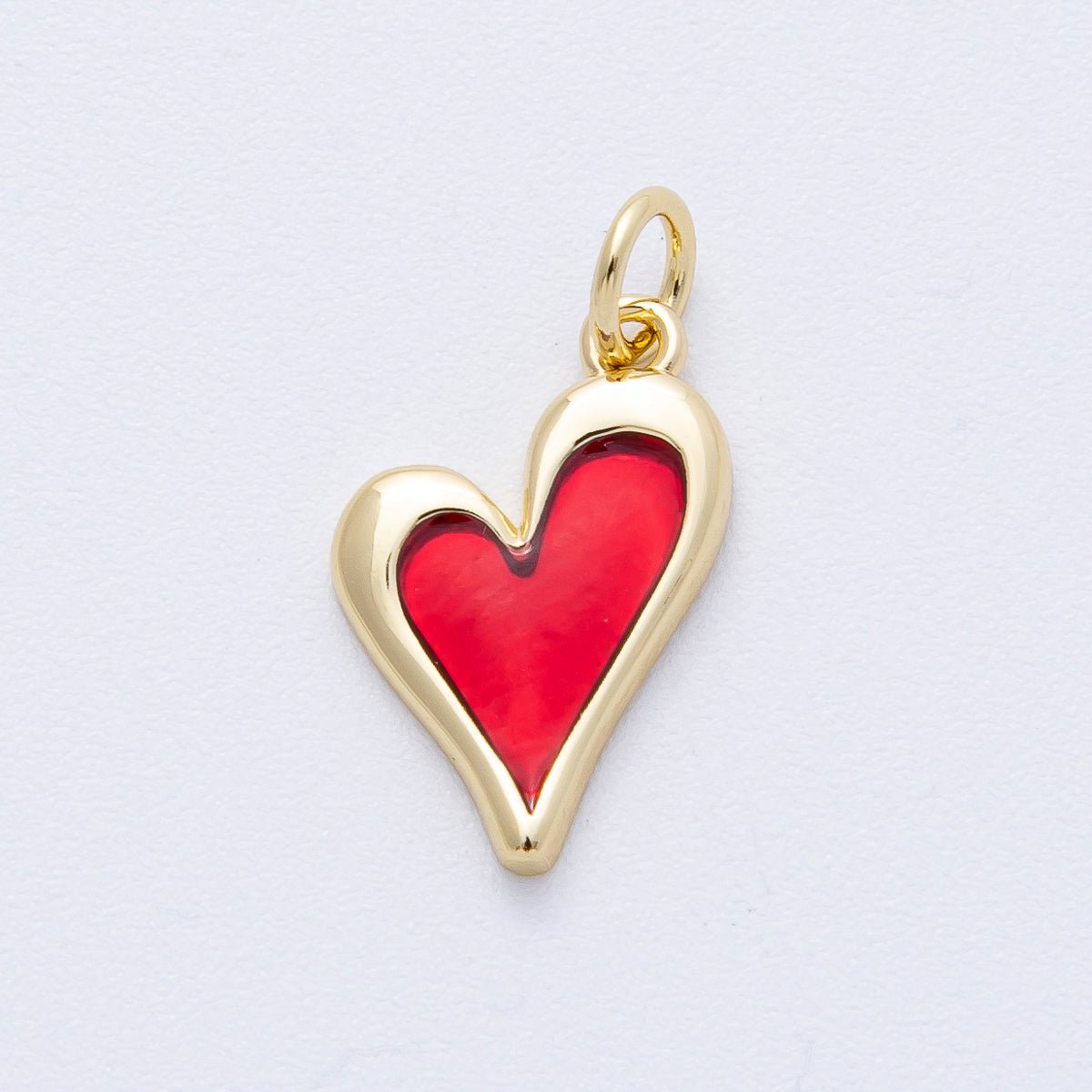 18K Gold Filled 15.8mm Red Bezel Heart Charm | AK117 - DLUXCA