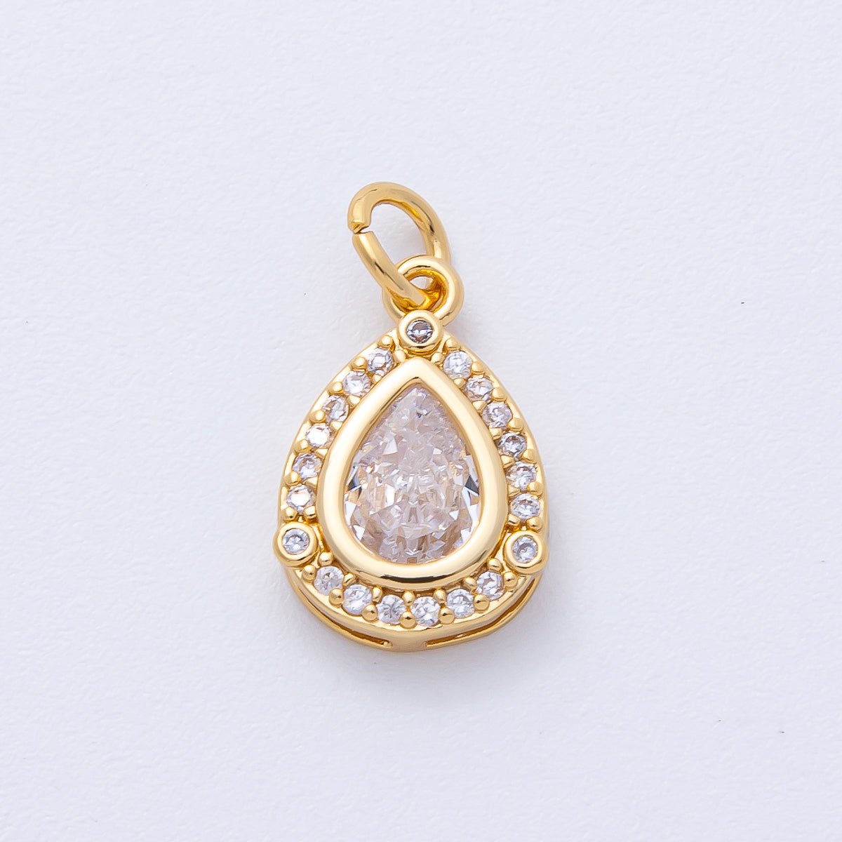 18K Gold Filled 15mm Clear CZ Micro Paved Teardrop Charm | AK169 - DLUXCA