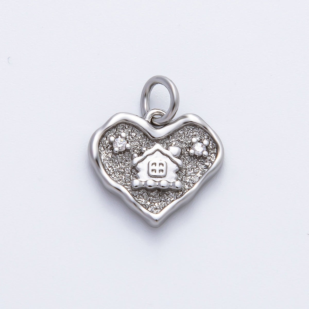18K Gold Filled 15mm CZ House Home Molten Heart Charm in Gold & Silver | AF1358 - DLUXCA