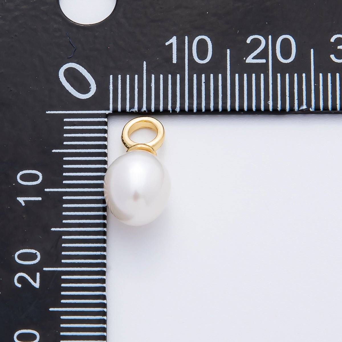 18K Gold Filled 15mm Dainty Shell Pearl Drop Charm | AF630 - DLUXCA