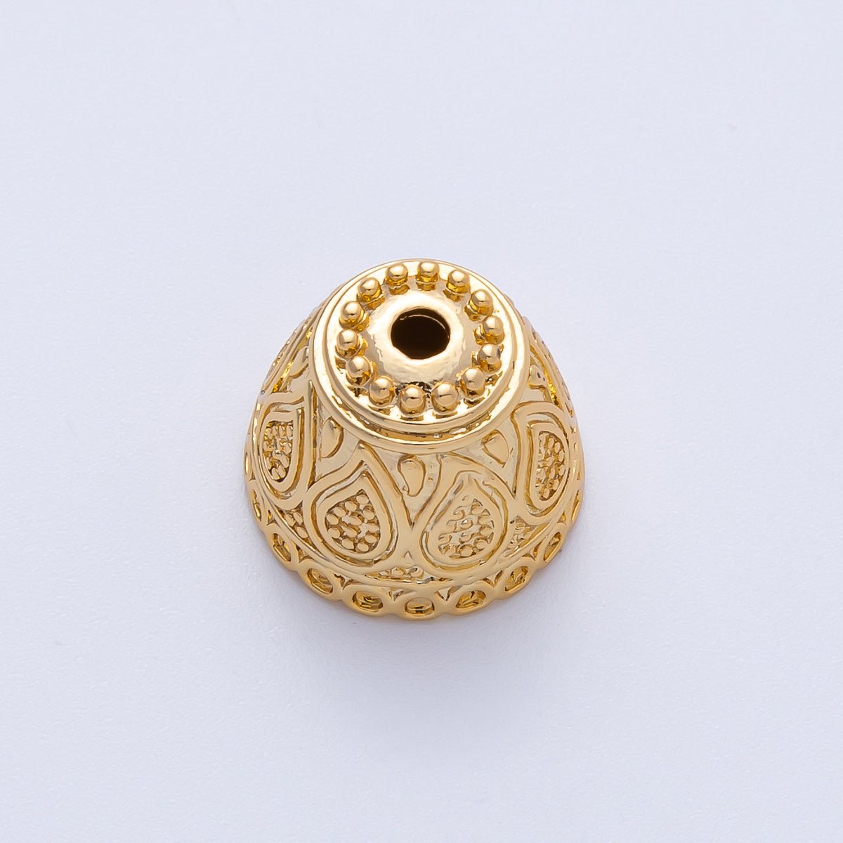 18K Gold Filled 15mm Geometric Beaded Cap Bead | Z1662 - DLUXCA