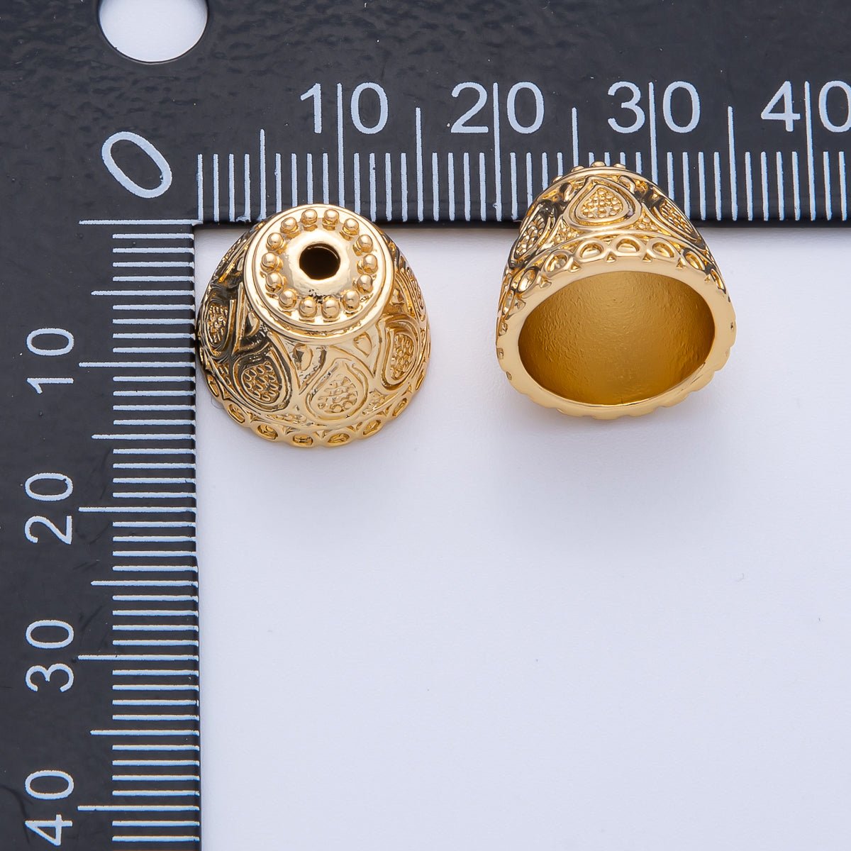 18K Gold Filled 15mm Geometric Beaded Cap Bead | Z1662 - DLUXCA