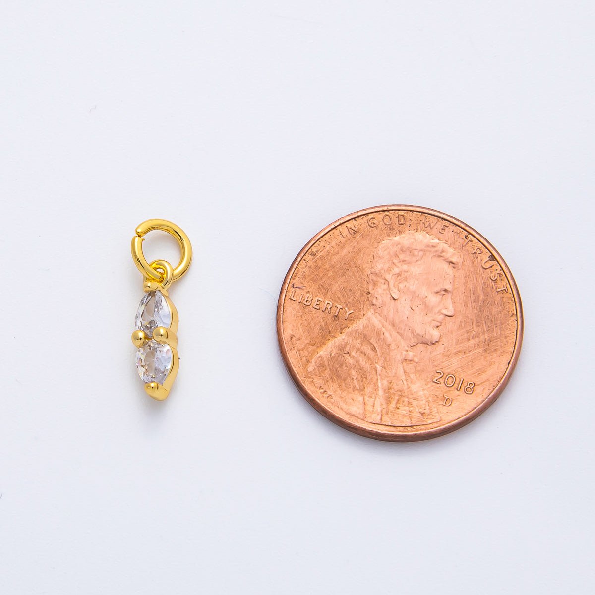 18K Gold Filled 15mm Inverted Clear Teardrop CZ Dainty Charm in Gold & Silver | AF1363 - DLUXCA