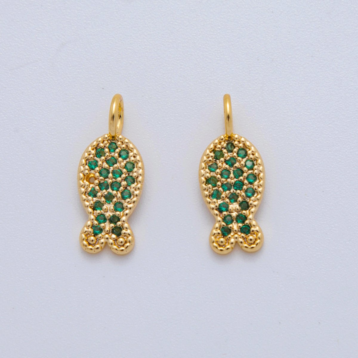 18K Gold Filled 15mm Micro Paved CZ Fish Pendant | AF730 - DLUXCA