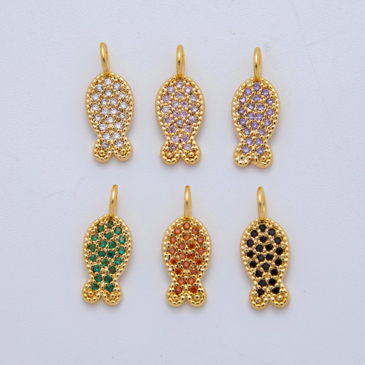 18K Gold Filled 15mm Micro Paved CZ Fish Pendant | AF730 - DLUXCA