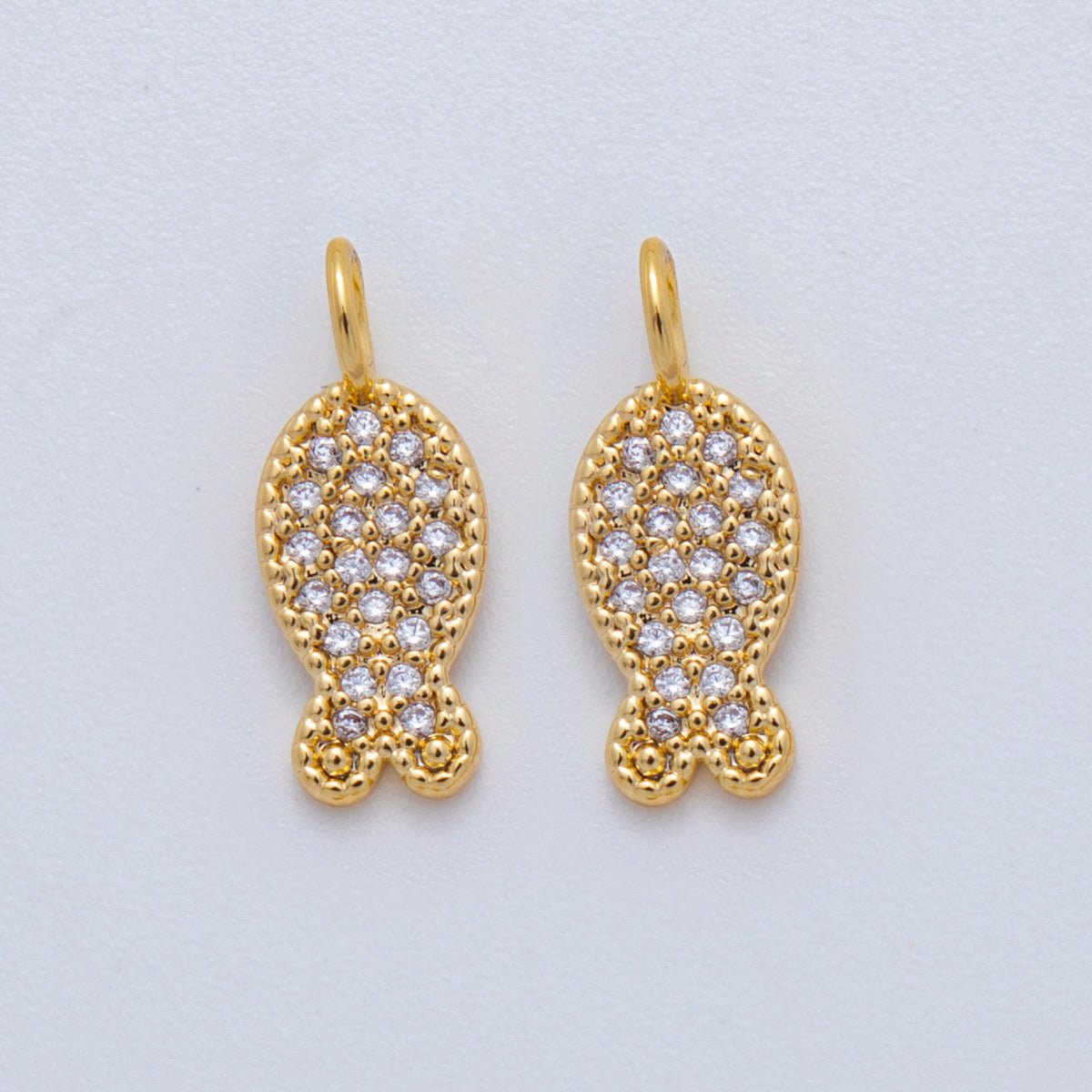 18K Gold Filled 15mm Micro Paved CZ Fish Pendant | AF730 - DLUXCA