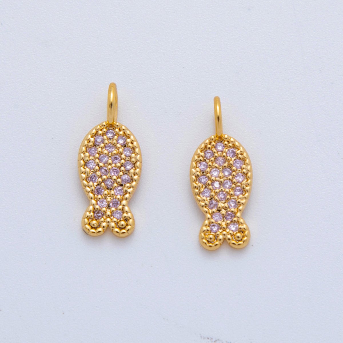 18K Gold Filled 15mm Micro Paved CZ Fish Pendant | AF730 - DLUXCA