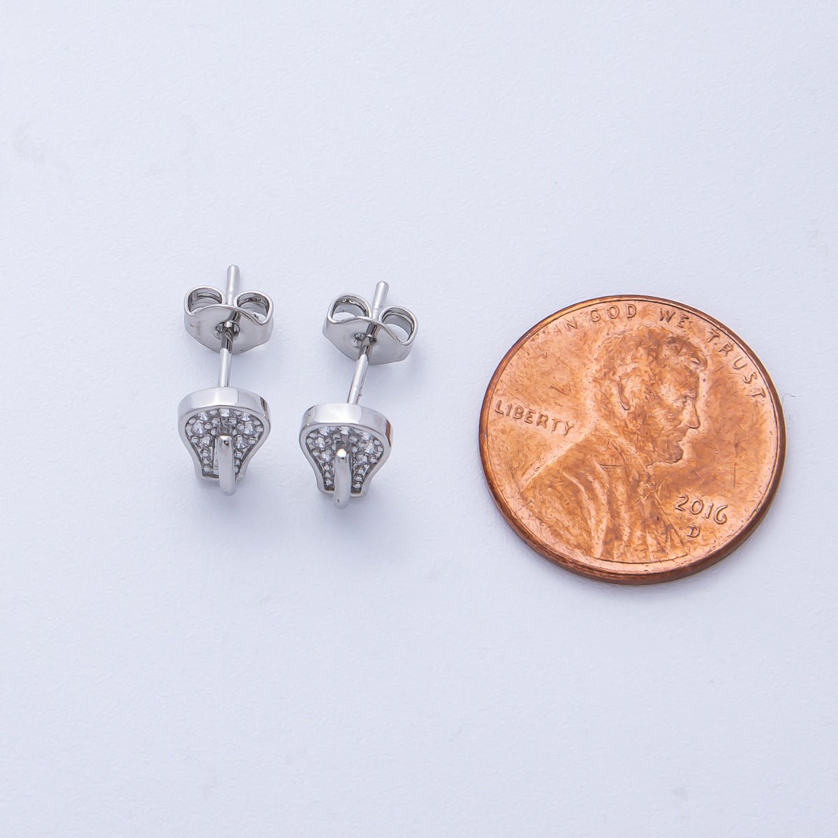 18K Gold Filled 15mm Micro Paved CZ Light Bulb Stud in Gold &Silver | Earrings - 00225 Earrings - 00226 - DLUXCA