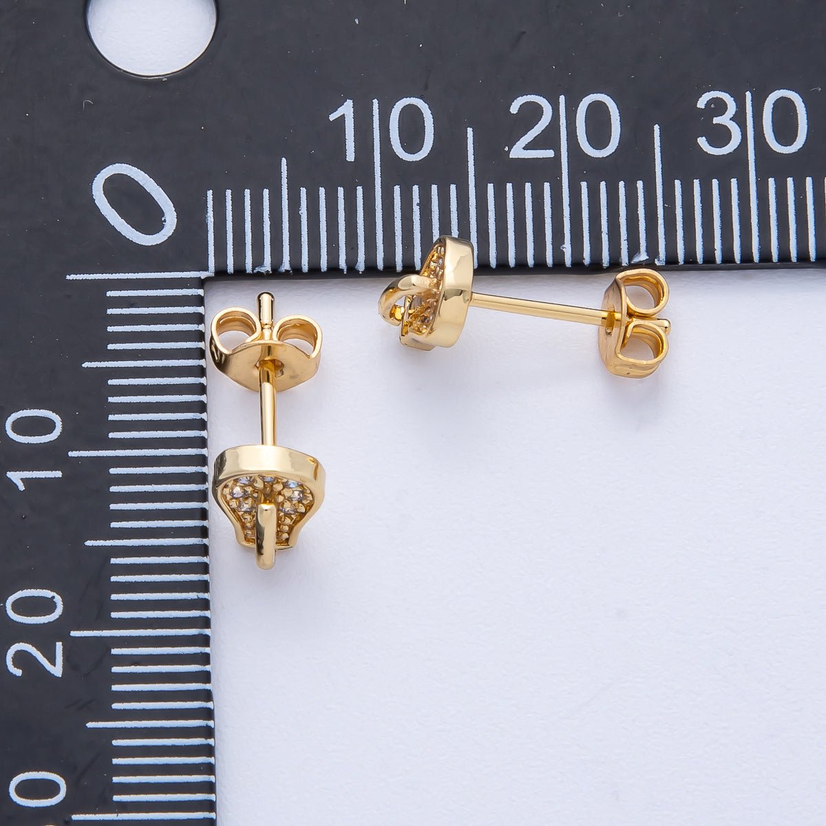 18K Gold Filled 15mm Micro Paved CZ Light Bulb Stud in Gold &Silver | Earrings - 00225 Earrings - 00226 - DLUXCA