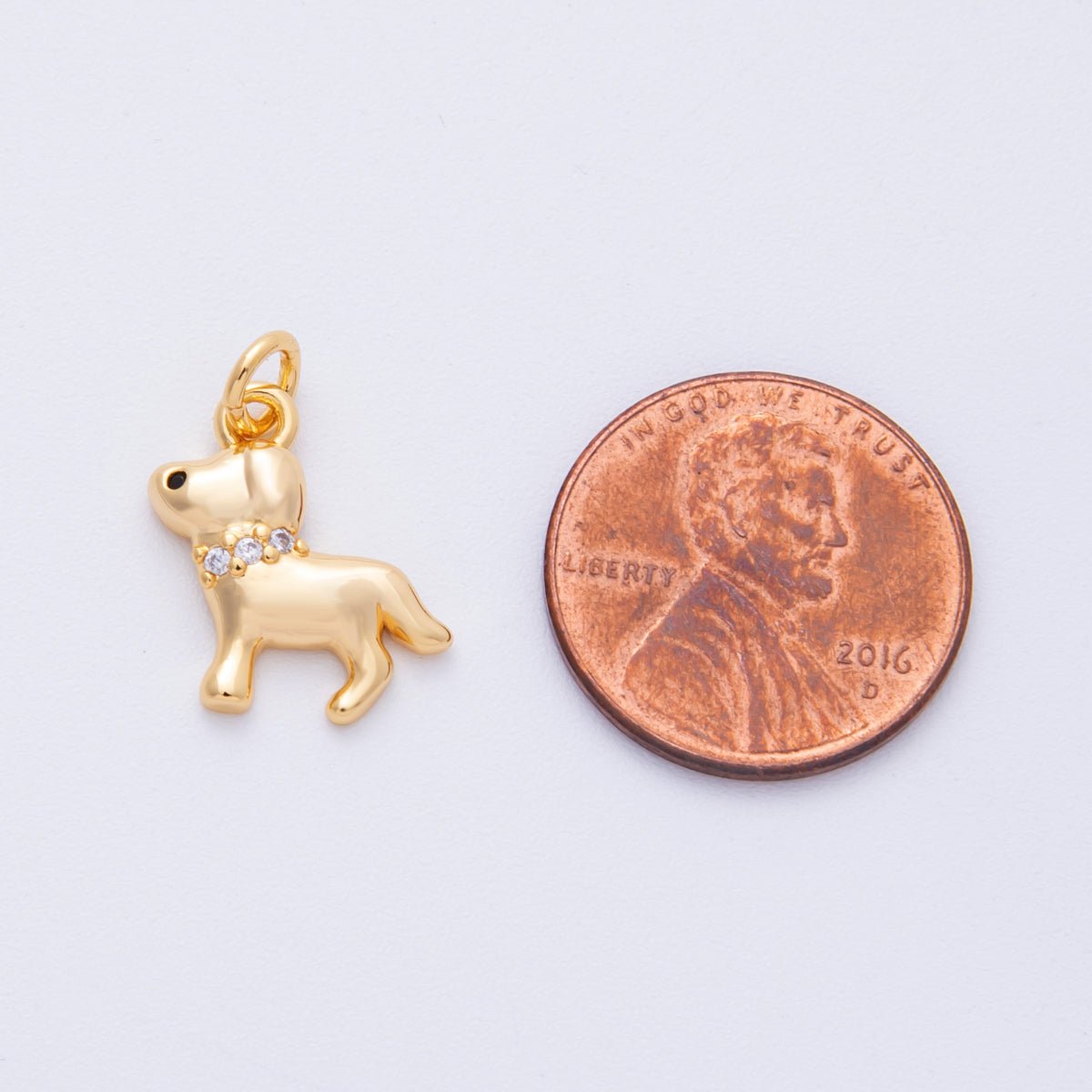 18K Gold Filled 15mm Micro Paved CZ Pet Puppy Dog Charm | Charms - 00107 - DLUXCA