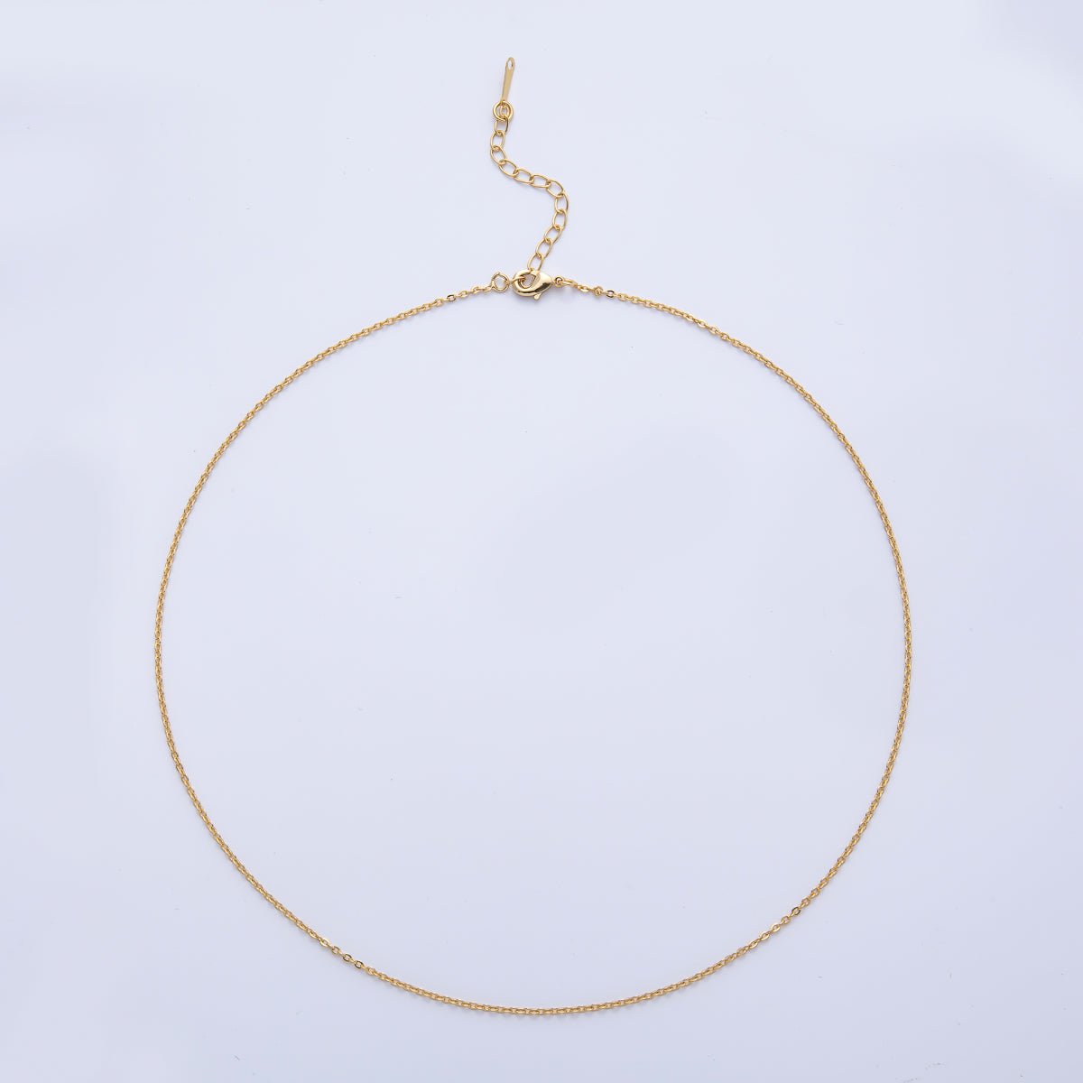 18K Gold Filled 1.5mm Minimalist Cable Chain 17 Inch Necklace | WA - 3990 - DLUXCA