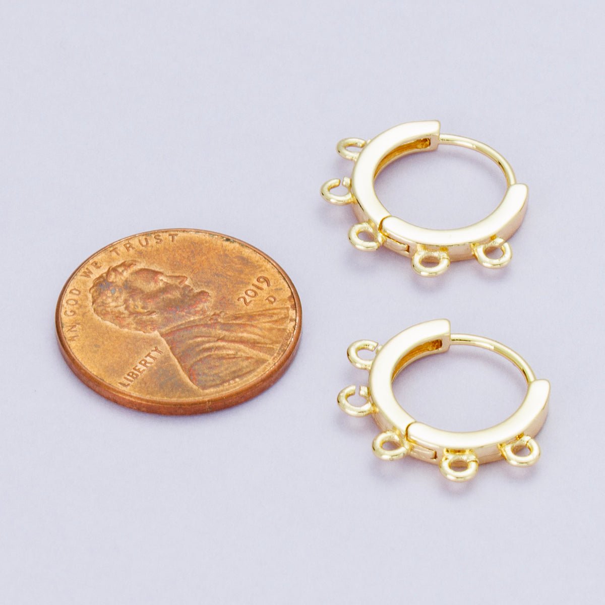 18K Gold Filled 15mm Minimalist Five Open Loop Drop Huggie Earring | Findings - 00112 - DLUXCA