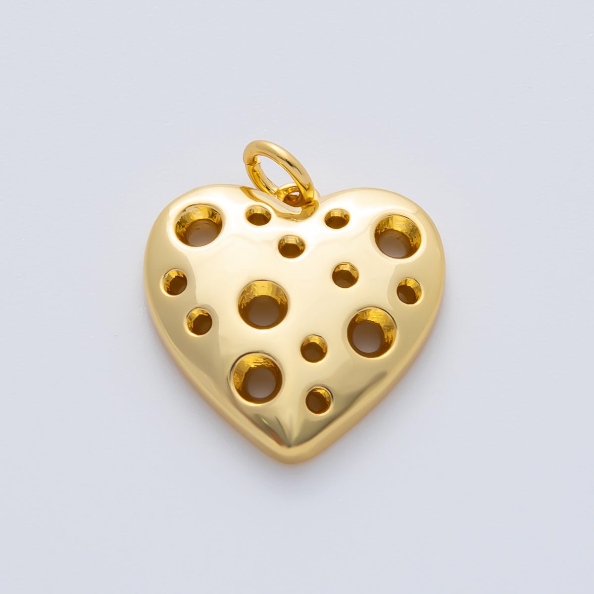 18K Gold Filled 15mm Open Dotted Heart Charm | AF1413 - DLUXCA