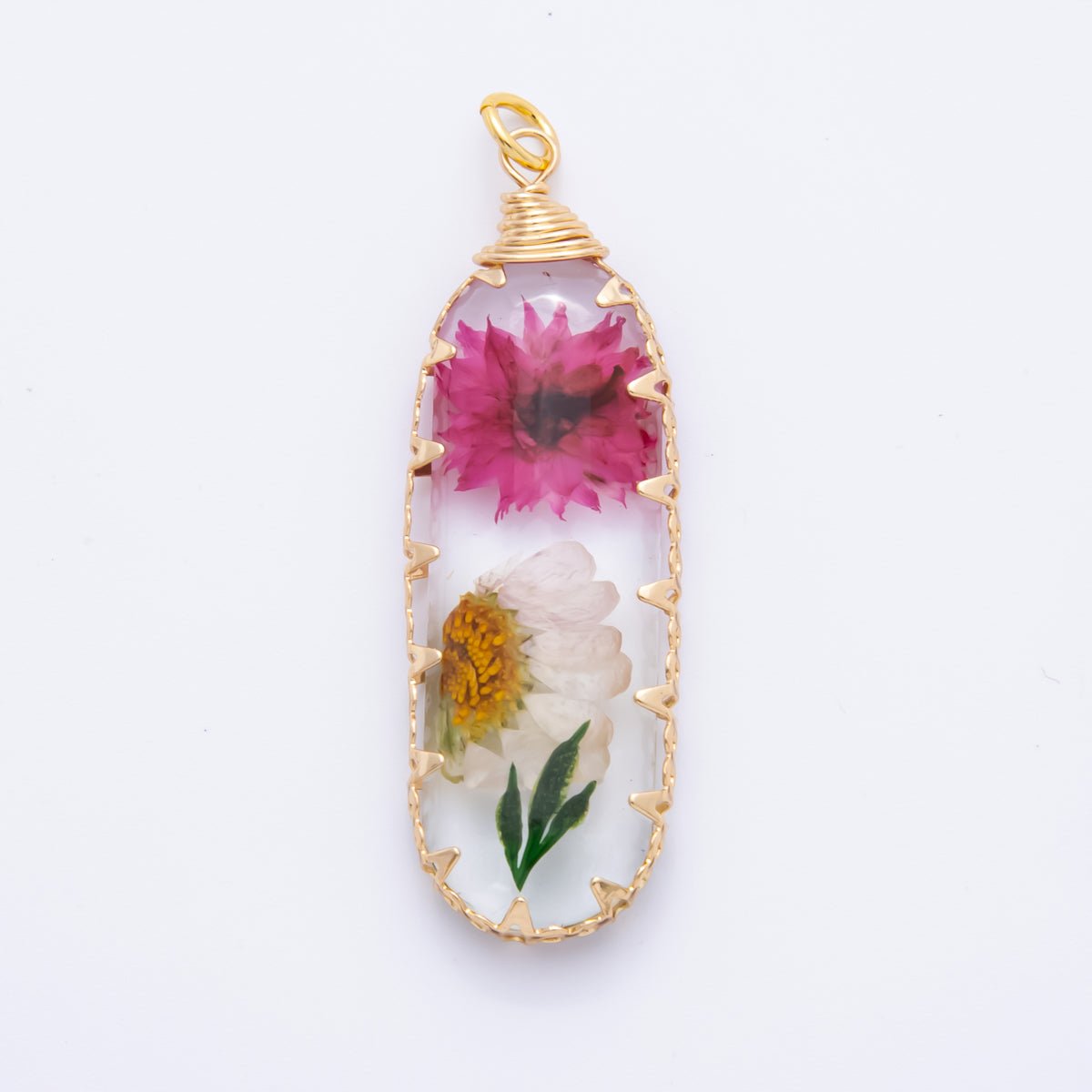 18K Gold Filled 15mm Resin Capsule Memories Flower Charm | AH856 AH857 - DLUXCA