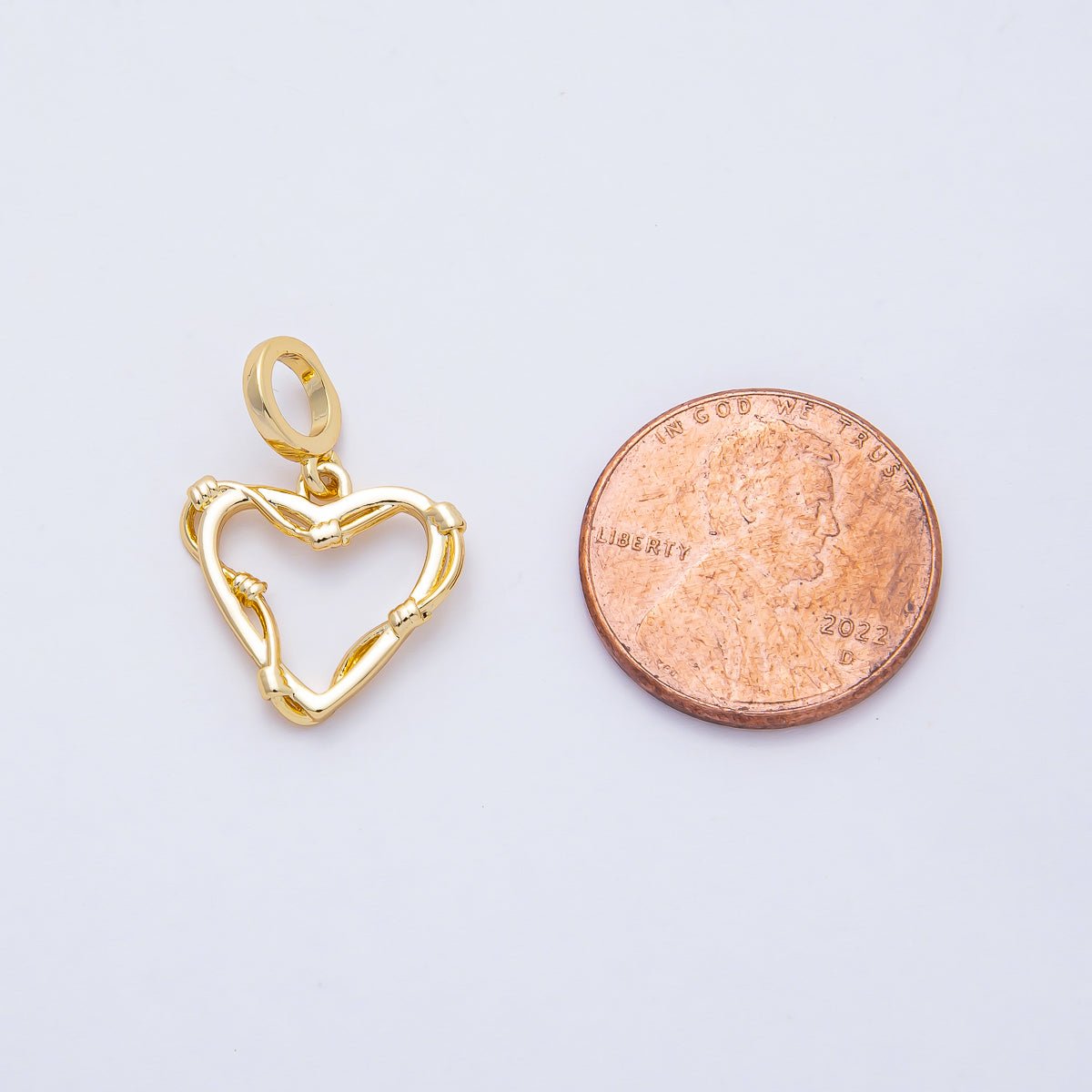 18K Gold Filled 15mm Simple Love Wire Heart Charm | AF1465 - DLUXCA
