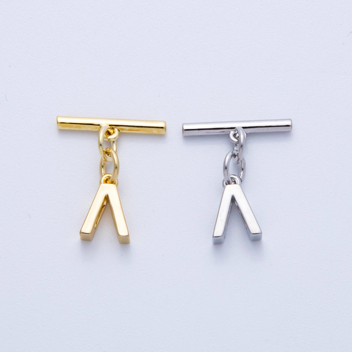 18K Gold Filled 15mm T - Bar with Letter Charm Toggle Clasps Closure Finding | Findings - 00008 - 00009 - DLUXCA