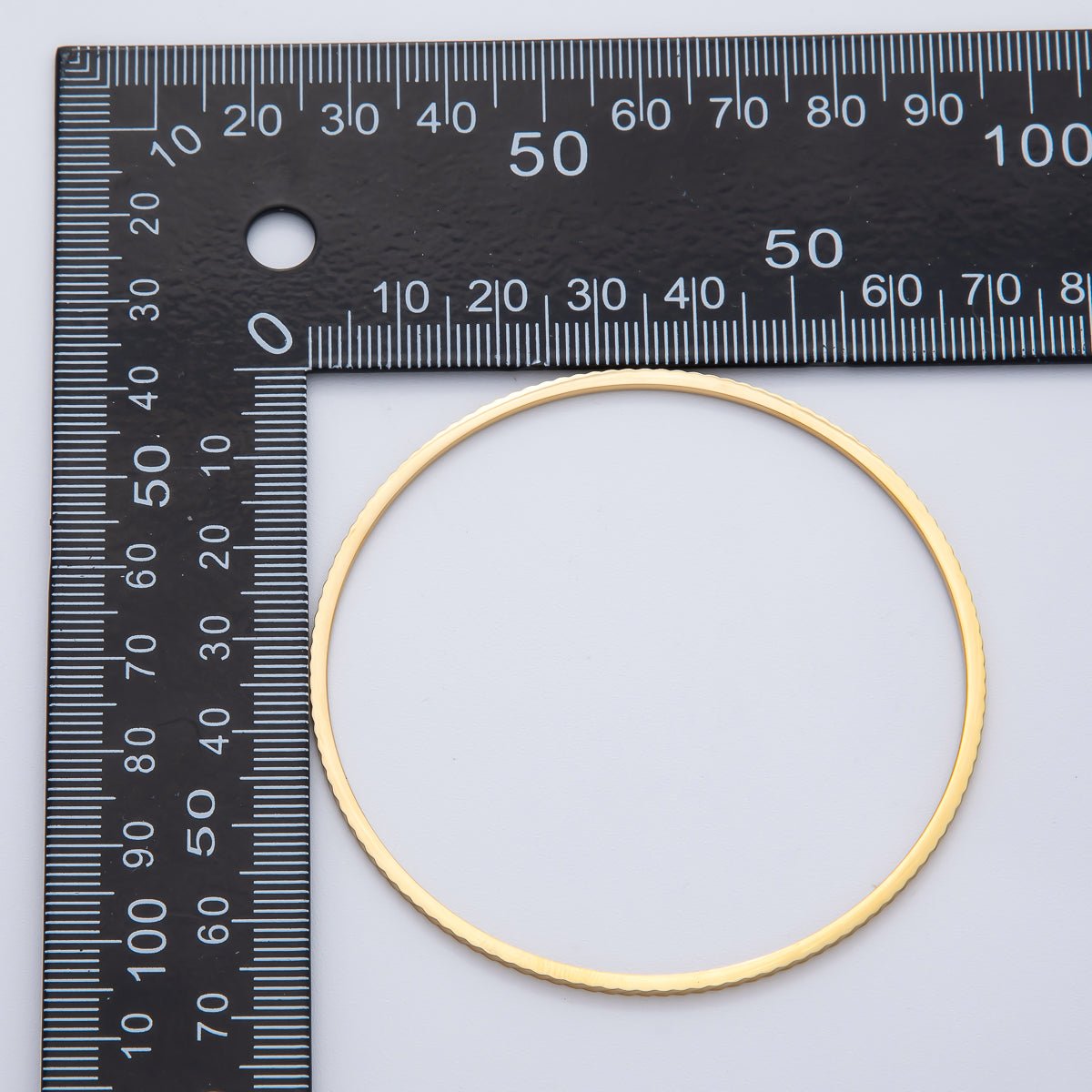 18K Gold Filled 1.5mm Thin Wavy Ribbed Bangle Bracelet | WA - 1413 - DLUXCA