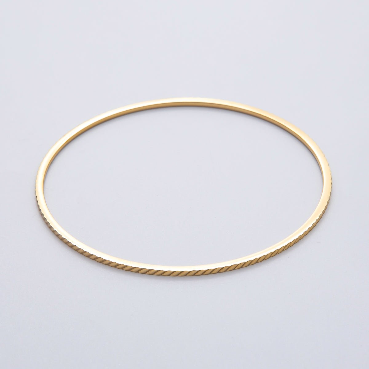 18K Gold Filled 1.5mm Thin Wavy Ribbed Bangle Bracelet | WA - 1413 - DLUXCA