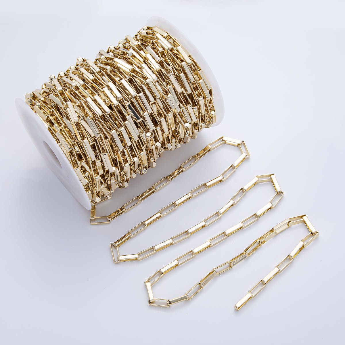 18K Gold Filled 15mm x 5mm Paperclip Unfinished Chain by Yard | Roll - 1815 - DLUXCA