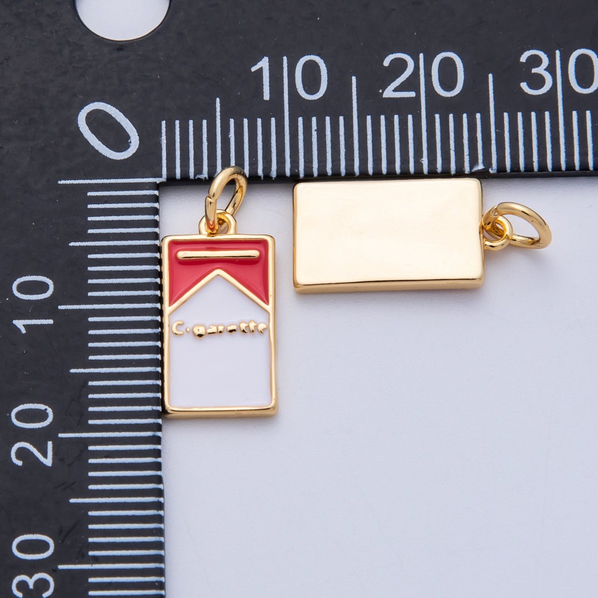 18K Gold Filled 16mm Cigarette Box Enamel Charm | Charms - 00055 - DLUXCA