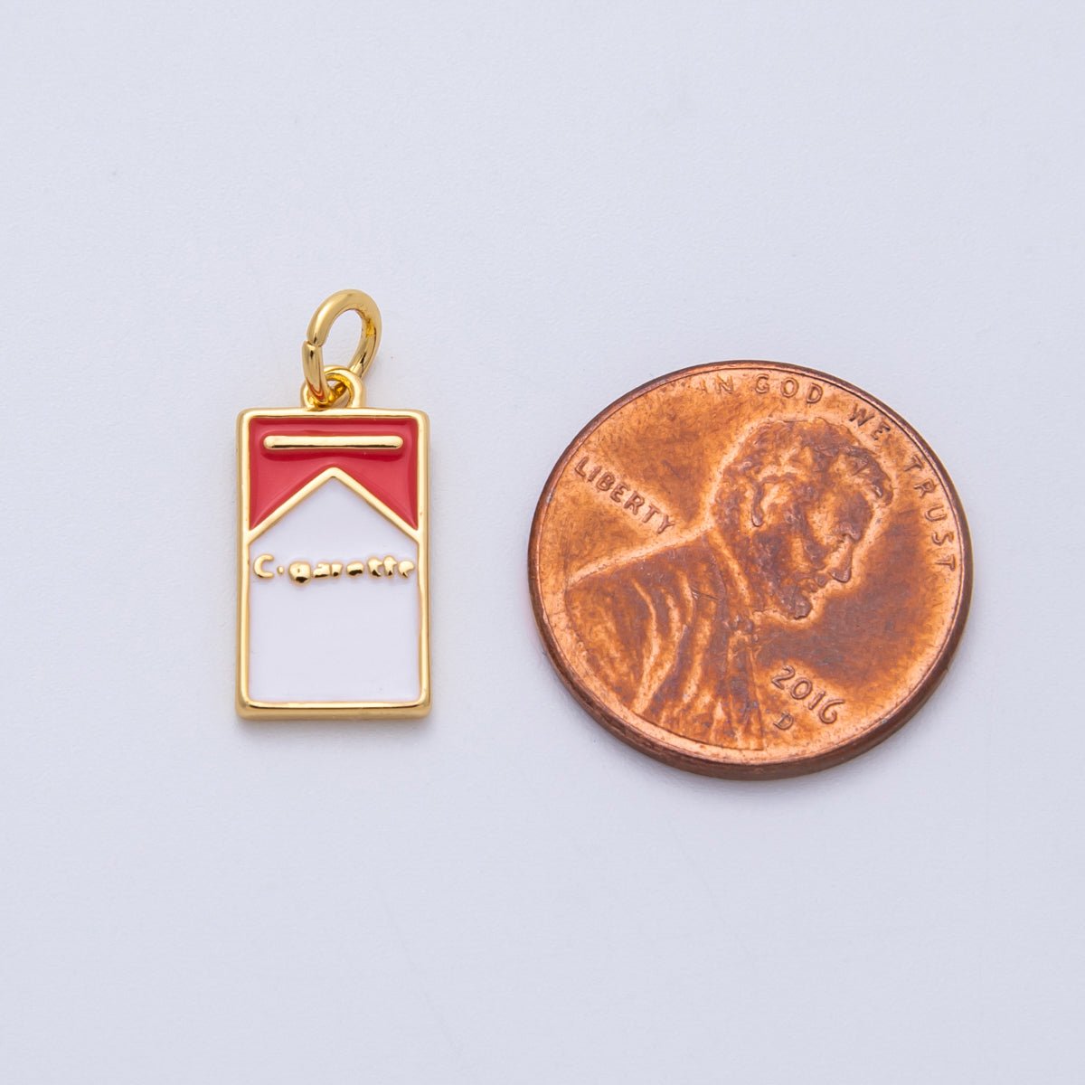 18K Gold Filled 16mm Cigarette Box Enamel Charm | Charms - 00055 - DLUXCA