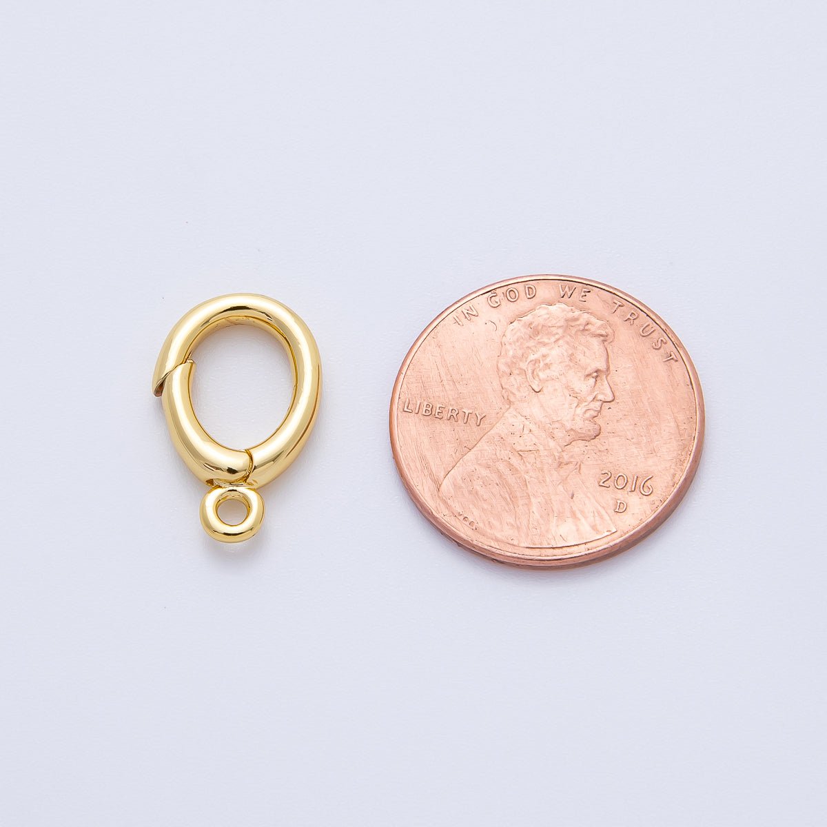 18K Gold Filled 16mm Dainty Round Push Gate Clasp with Small Hole Charm Finding | Z1408 - DLUXCA