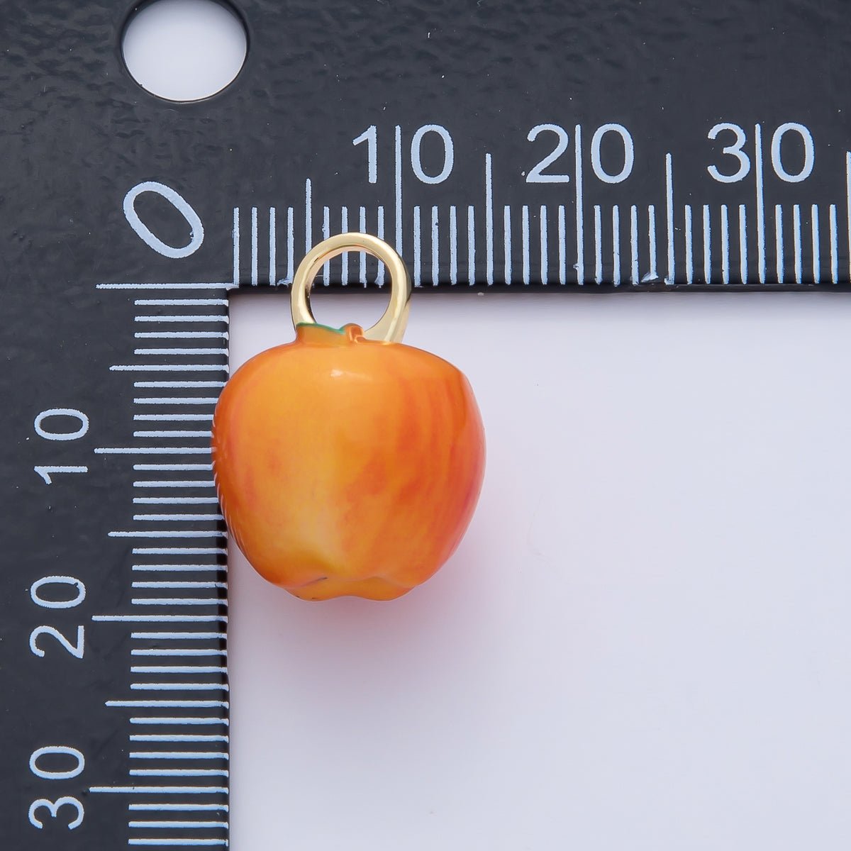 18K Gold Filled 16mm Green, Orange, Red Ceramic Apple Fruit Charm | AF1439 AF1440 - DLUXCA
