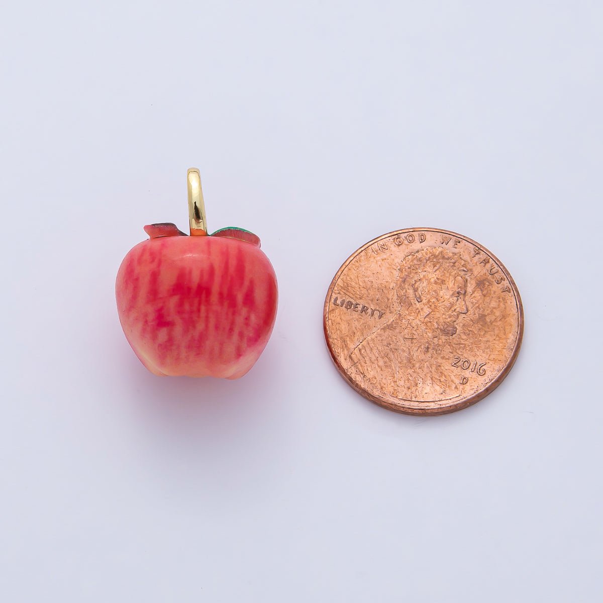 18K Gold Filled 16mm Green, Orange, Red Ceramic Apple Fruit Charm | AF1439 AF1440 - DLUXCA