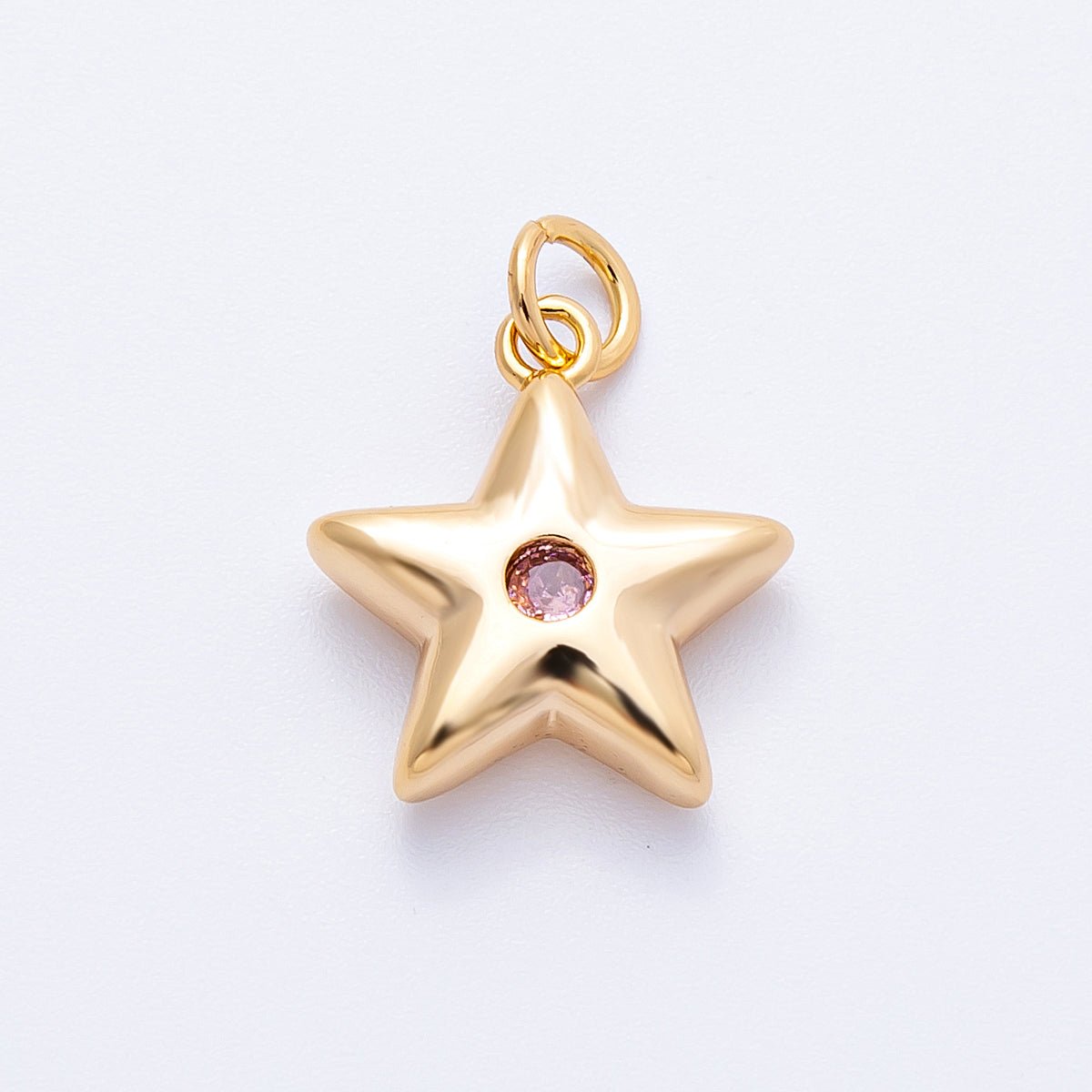 18K Gold Filled 16mm Green, Pink, Clear CZ Celestial Star Charm | Charms - 00342 - Charms - 00344 - DLUXCA