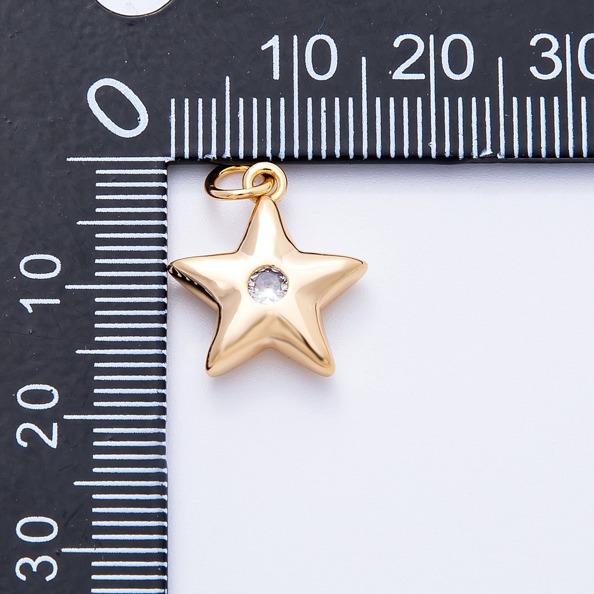18K Gold Filled 16mm Green, Pink, Clear CZ Celestial Star Charm | Charms - 00342 - Charms - 00344 - DLUXCA