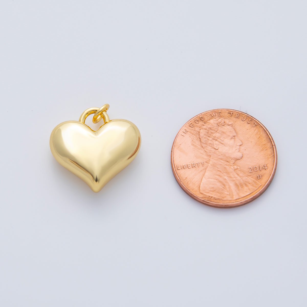 18K Gold Filled 16mm Minimalist Chubby Heart Charm | AF1416 - DLUXCA