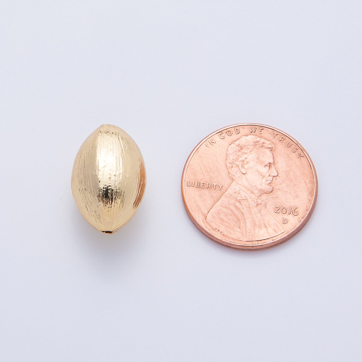 18K Gold Filled 16mm Minimalist Oval Nut - Shaped Spacer Bead | B848 - DLUXCA