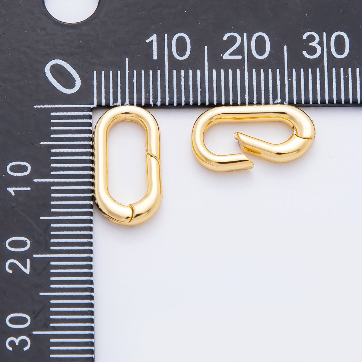 18K Gold Filled 16mm Minimalist Oval Push Gate Clasp Charm Finding | Z1381 - DLUXCA