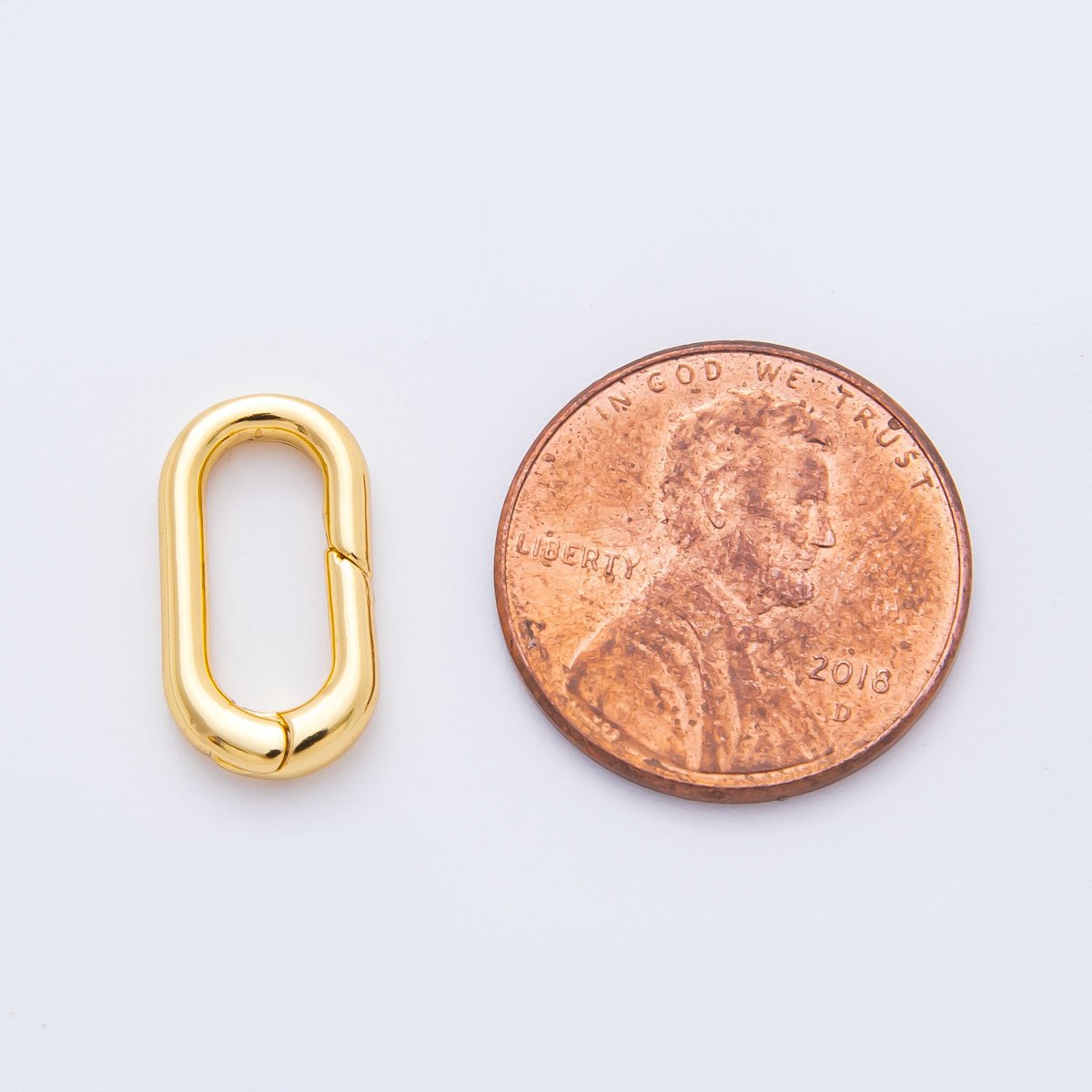 18K Gold Filled 16mm Minimalist Oval Push Gate Clasp Charm Finding | Z1381 - DLUXCA