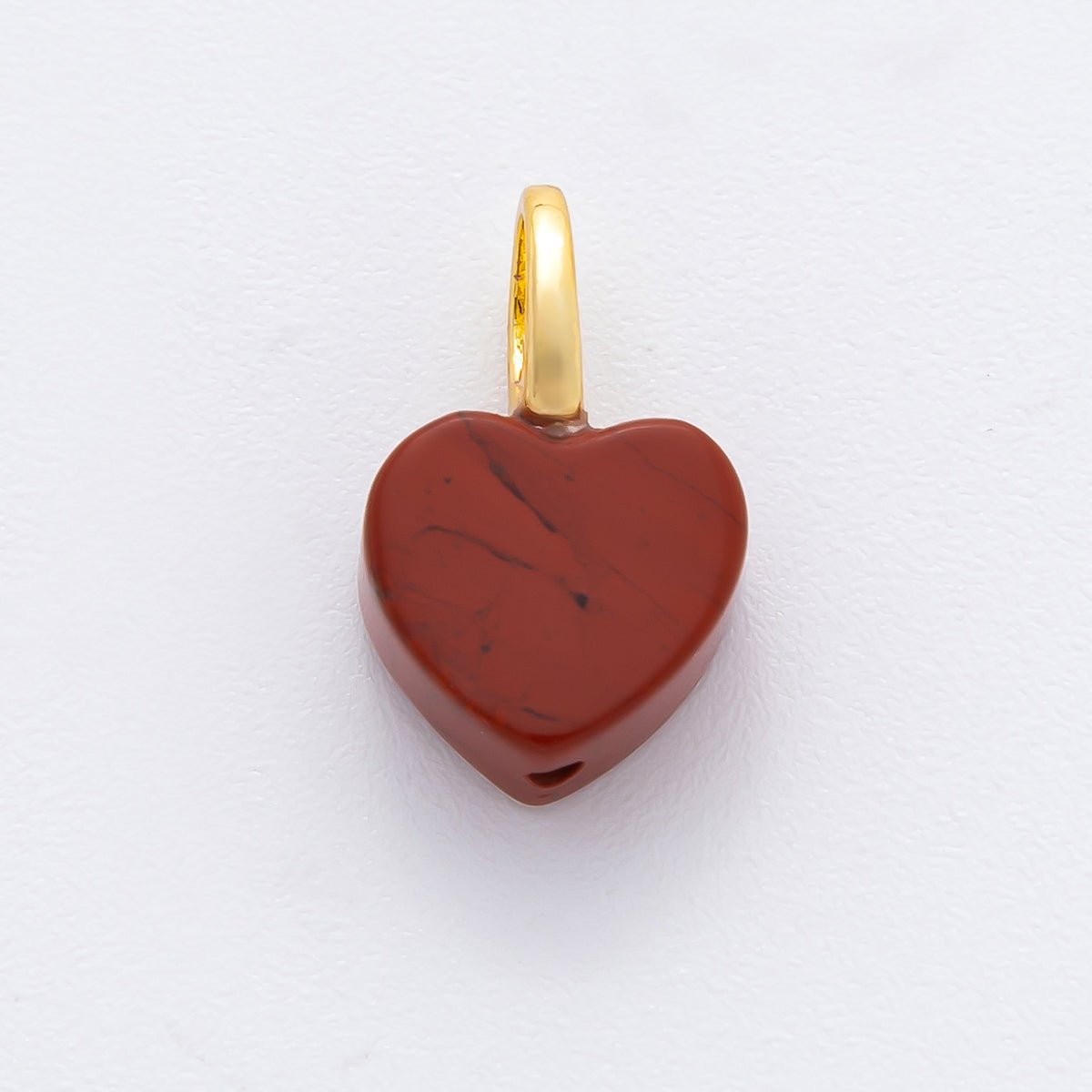 18K Gold Filled 16mm Quartz, Ruffle, & Carnelian Gemstone Dainty Heart - Shaped Charm | E433 E449 - DLUXCA