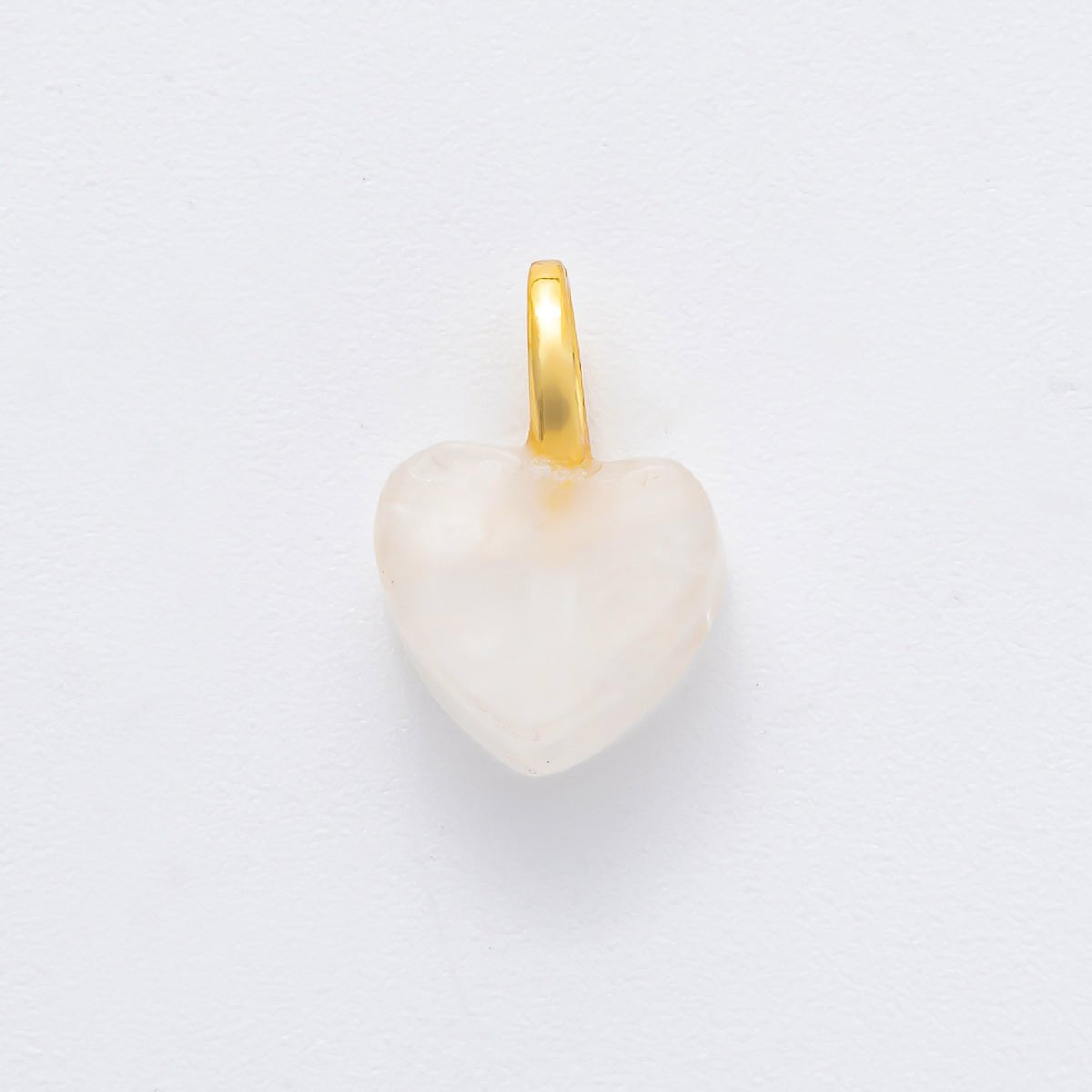 18K Gold Filled 16mm Quartz, Ruffle, & Carnelian Gemstone Dainty Heart - Shaped Charm | E433 E449 - DLUXCA