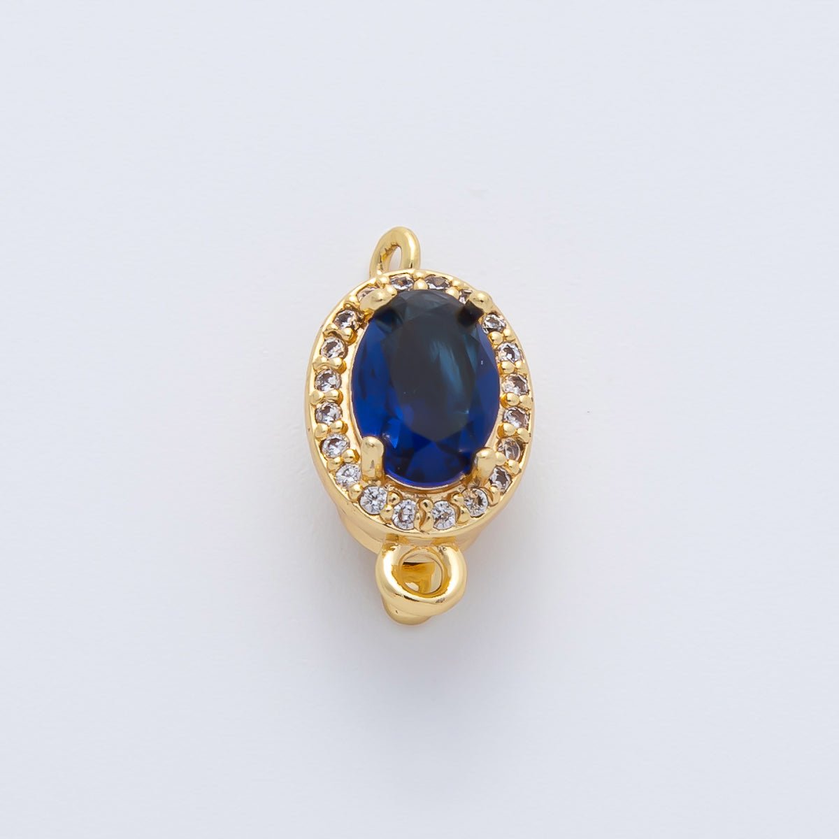 18K Gold Filled 16mm Royal Blue CZ Oval Box Clasps Closure Finding | Z1461 - DLUXCA