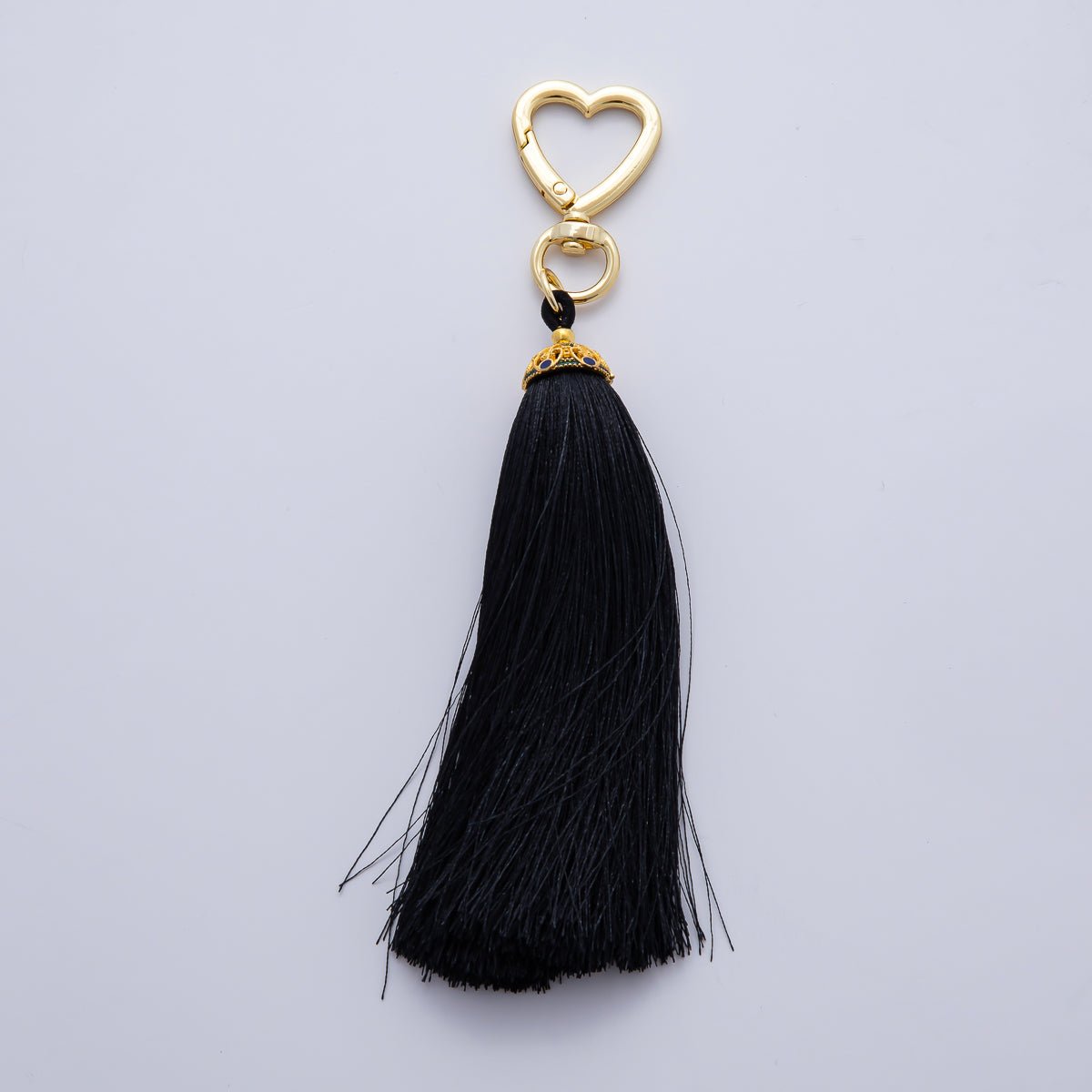 18K Gold Filled 170mm Blue, Black, Red Silky Thread Tassel Charm Keychain Accessories | WB - 00213 ~ WB - 00219 - DLUXCA