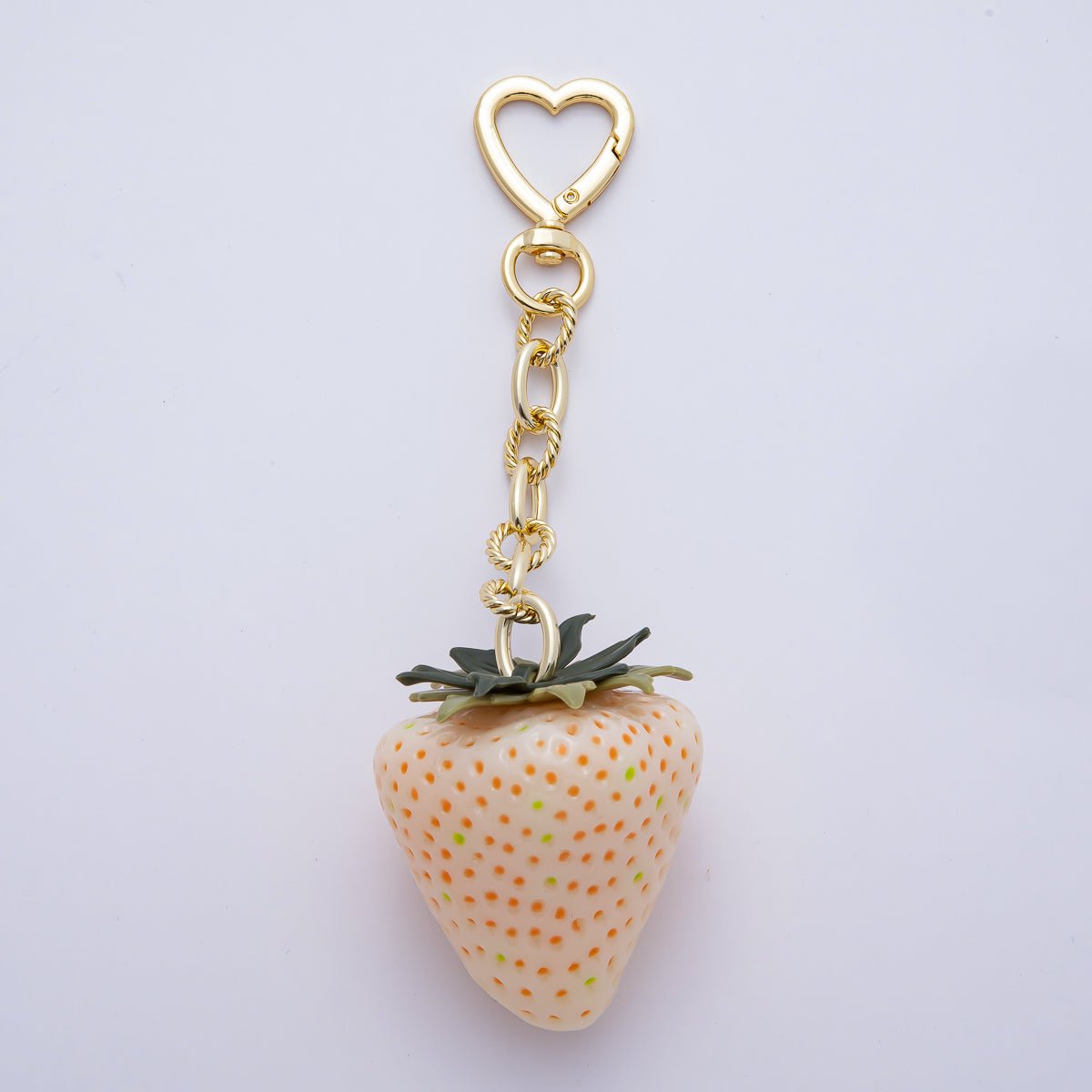 18K Gold Filled 170mm Pink, Red Resin Strawberry Fruit Heart Bag Charm Keychain Accessories | WB - 00187 ~ WB - 0189 - DLUXCA