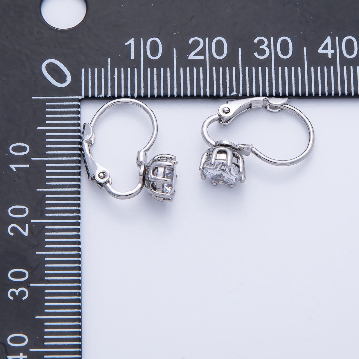 18K Gold Filled 17.5mm Clear CZ Round Lever Back Drop Earrings in Gold & Silver | AB1681 AB1682 - DLUXCA