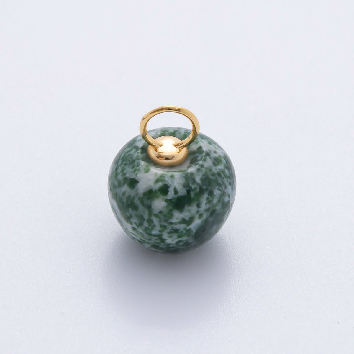18K Gold Filled 17.5mm Fluorite, Aventurine, & Jade Gemstone Round Ball Charm | E178 E219 E223 E250 - DLUXCA